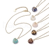 Natural & Synthetic Mixed Gemstone Heart Pendant Necklaces NJEW-JN04683-1