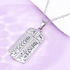 Texture Rectangle with Cross 304 Stainless Steel Pendant Necklaces NJEW-H059-12P-2
