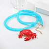 Summer Beach Red Crab Resin Pendant Rondelle Beaded Necklaces for Women FS-WG3A1F2-01-2