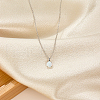 925 Sterling Silver Cable Chain Round Opal Pendant Necklaces for Women OX3835-2-1