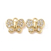 Butterfly Brass Micro Pave Clear Cubic Zirconia Charms KK-G435-23G-2