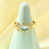 Ocean Theme Brass Micro Pave Cubic Zirconia Cuff Rings for Women RJEW-F184-17F-G-1