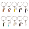 Double Terminated Point Gemstone Pendant Keychain with Tibetan Style Alloy Charm KEYC-AB00018-1