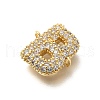 Brass Micro Pave Cubic Zirconia Letter Links X-KK-I717-04B-2