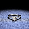 Mother's Day Rings Rhodium Plated 925 Sterling Silver Pave 9.4x5.6mm Moissanite Finger Rings WG6D295-65-3