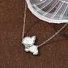 304 Stainless Steel Pave Natural White Shell Cute Cat Shaped Pendant Necklaces for Women NJEW-M101-01P-3