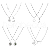 FIBLOOM 4 Sets 4 Style Sun and Moon 304 Stainless Steel Pendant Necklaces Set NJEW-FI0001-22-1
