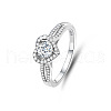 Rhodium Plated 925 Sterling Silver Micro Pave Cubic Zirconia Finger Rings for Women WGDE2BC-08-5