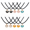 30Pcs 5 Color Zinc Alloy Enamel Shell Shape Pendant Necklaces Set with ABS Plastic Imitation Pearl Beaded NJEW-AB00020-1