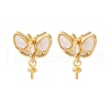 Brass Micro Pave Cubic Zirconia Shell Stud Earrings Findings KK-D363-01C-G-1