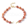 Cubic Zirconia & Natural Dyed Round Imperial Jasper Beaded Bracelet Making KK-F892-23G-1