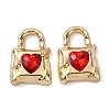 Golden Rack Plating Alloy Rhinestone Pendants PALLOY-F308-21G-2