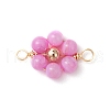Dyed Natural Shell & Brass Round Beaded Flower Connector Charms PALLOY-JF03464-3