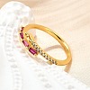 Brass Micro Pave Cubic Zirconia Cuff Rings for Women RJEW-H247-03G-1