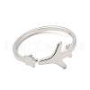 304 Stainless Steel Star & Airplane Open Cuff Ring for Women RJEW-M149-12P-1