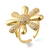 Brass Micro Pave Cubic Zirconia Adjustable Open Cuff Rings for Women RJEW-K292-02G-4