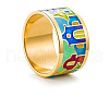 House Pattern Brass Enamel Finger Rings FS-WG03239-01-5