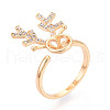 Antler Brass Micro Pave Clear Cubic Zirconia Cuff Ring Settings KK-T076-26G-1