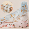 AHADERMAKER 3 Rolls 3 Styles Flower Printed Polyester Frayed Fringe Ribbon OCOR-GA0001-86-3
