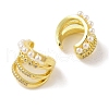 Brass Micro Pave Clear Cubic Zirconia Cuff Earrings EJEW-I305-07G-2
