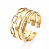 304 Stainless Steel Cable Chain Open Cuff Ring RJEW-T023-08G-3