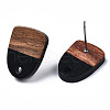 Opaque Resin & Walnut Wood Stud Earring Findings MAK-N032-026A-B01-3