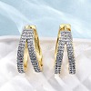 Brass Micro Pave Clear Cubic Zirconia Hoop Earrings EJEW-H158-15GP-2