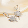 Brass Clear Cubic Zirconia Star with Heart Hoop Earrings LS5969-1-1