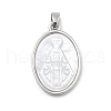 Brass Pave Carved Natural White Shell Religion Oval Pendants KK-D367-04P-D-1
