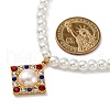 PVD Vacuum Plating 304 Stainless Steel Colorful Cubic Zirconia Rhombus Pendant Necklaces STAS-Z114-23G-5
