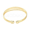 Brass Micro Pave Clear Cubic Zirconia 3-Line Open Cuff Bangles for Women BJEW-M312-06G-3