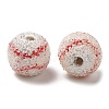 Spray Painted Wood European Beads with Rhinestone RESI-C038-03B-2