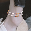 4Pcs 4 Style Glass Seed & 303 Stainless Steel Braided Bead Bracelets and Anklets Set SJEW-SW00003-06-2