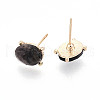 Natural Labradorite Stud Earrings EJEW-N057-01B-2