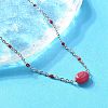 304 Stainless Steel Red Enamel Cable Chain Necklaces NJEW-A045-08P-1
