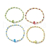 4Pcs 4 Colors 3mm Round Glass Seed Beads Stretch Bracelet Sets BJEW-TA00522-1
