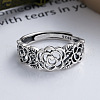 Hollow Out Rose 925 Sterling Silver Adjustable Finger Rings for Women FS-WGC8A12-01-2