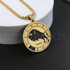 Flat Round with Constellation 201 Stainless Steel Pendant Necklaces WG10AD9-02-1