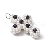 Glass Seed Beaded Cross Pendants PALLOY-MZ00642-03-3