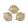 Eco-Friendly Rack Plating Brass Micro Pave Clear Cubic Zirconia Connector Charms KK-F853-31G-3