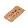100Pcs Kraft Paper Word Handmade with Love Printed Gift Tags CDIS-H007-12B-2