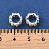 Wave Flat Round Brass Micro Pave Cubic Zirconia European Beads KK-K300-07B-S-3
