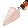 Natural Rose Quartz Cone Pendant Keychain G-Z033-08P-02-3