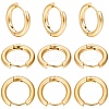 SUNNYCLUE 12 Pairs 202 Stainless Steel Huggie Hoop Earrings with 316 Surgical Stainless Steel Pins EJEW-SC0001-40G-1