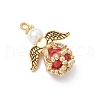 Glass Pearl Round Beaded Pendants PALLOY-MZ00747-4
