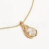 Teardrop 304 Stainless Steel Pave Cubic Zirconia Pendant Necklaces for Women FS-WGB9EB4-01-2