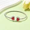 Heart Brass Micro Pave Cubic Zirconia Cuff Bangles & Rings Sets for Women SJEW-R002-05P-05-3