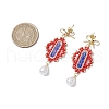 Transparent Electroplate Glass Beads Rhombus with Bowknot Dangle Stud Earrings EJEW-MZ00430-3