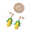 Corn 304 Stainless Steel Grade A Round Glass Seed Beads Dangle Stud Earrings EJEW-MZ00438-3