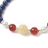 Shell Pearl Bead & Dyed Natural Lapis Lazuli & Yellow Jade & Carnelian Beaded Stretch Bracelets for Women BJEW-JB11938-03-3